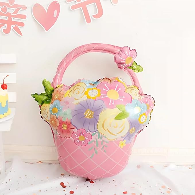 Happy Mother's Day Balloons Party Decorations Pink Flower Basket Heart Flower Pot Apron Gift Box Foil Helium Balloons for Mother's Day Supplies Best Mom Love You Mom Birthday Party Decorations