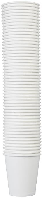 Amazon Basics Disposable Coffee Cups, 10 ounces, Paper, 1000 Count (Pack of 1), White