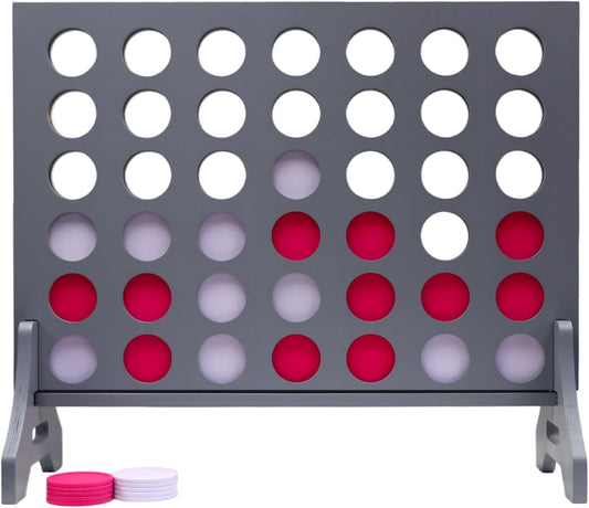 Tailgating Pros Premium Grey Giant Four in a Row with Carrying Case - Jumbo Oversized Outdoor Yard Game - Connect Multiple Pucks in a Row to Win - Many Puck Colors Available!