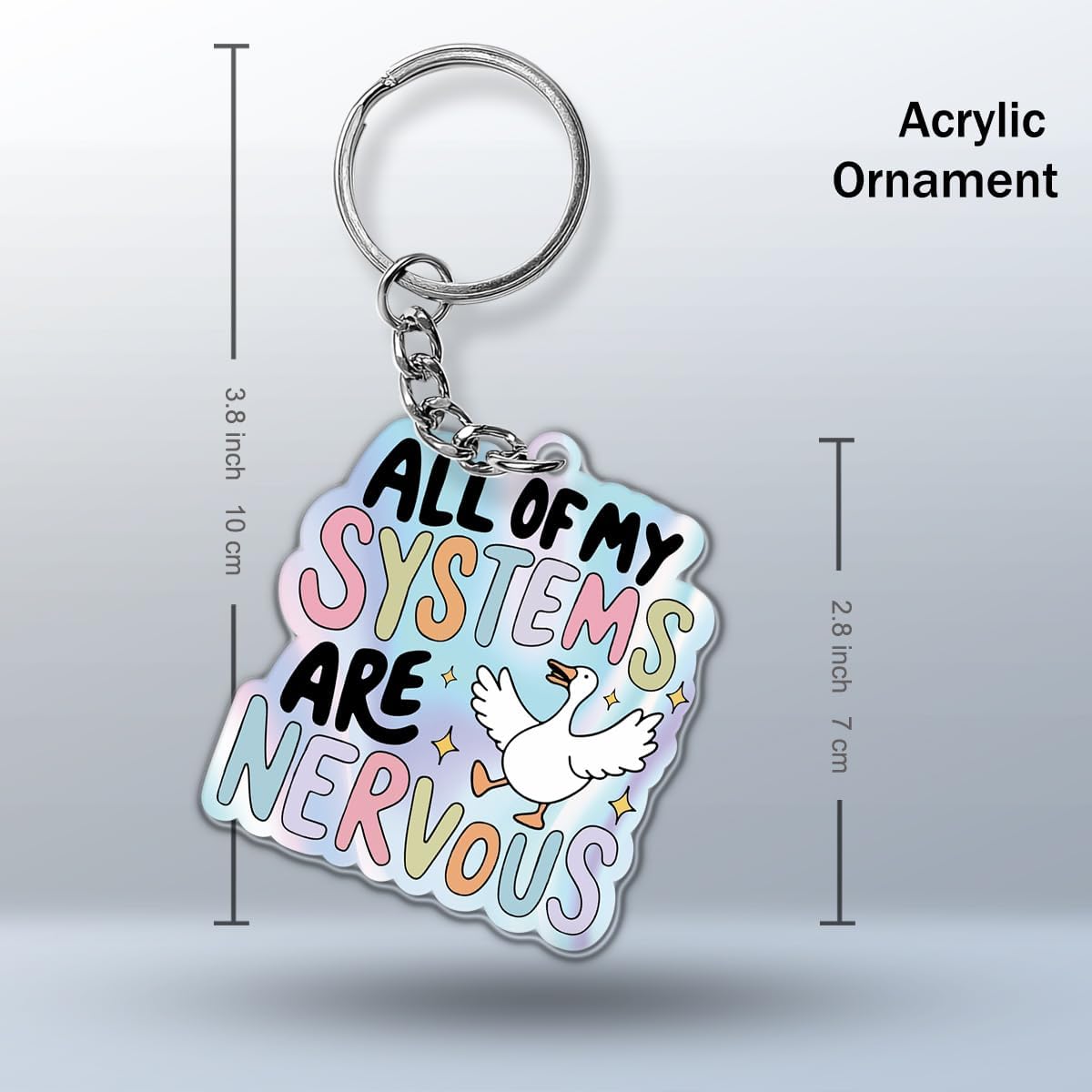 Funny Silly Goose Keychain for Women, Cute Goose Decor Acrylic Accessories Gag for Friends Coworkers Gifts