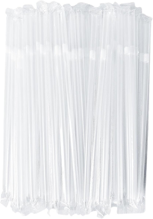 200-500PCS flexible plastic straws, black disposable curved party straws 8.26 inches long straw party decoration (500, transparent-B)