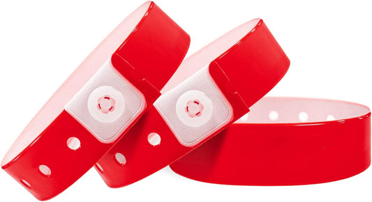 Red Plastic Wristbands-500 Pack Colored Identification Wristbands for Events, Waterproof Lightweight Security Vinyl Wristbands for Party Concert Club Festival Entrance Admission