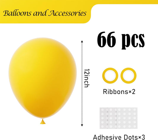 Lemon Yellow Balloons, 66pack 12inch Mustard Yellow Latex Party Balloons for Birthday Baby Shower Graduation Wedding Gender Reveal Anniversary Party Decorations