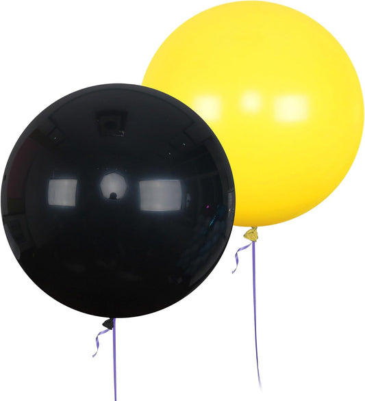 AZOWA 24 Inch Black and Yellow Balloons 16-Count Large Latex Round Balloons for Party Wedding Birthday Baby Shower Decoration (Black and Yellow, 16 Pcs)