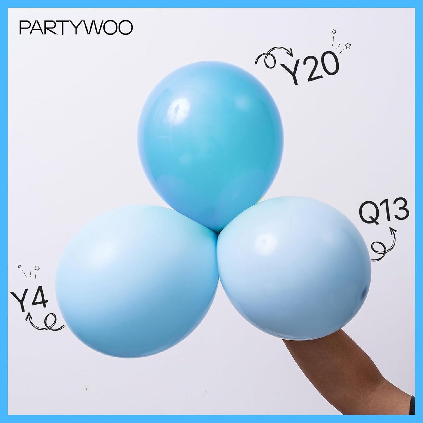 PartyWoo Light Blue Balloons 50 pcs 12 Inch Baby Pastel Sky Aqua Blue Balloons for Graduation Baby Shower Gender Reveal Weddings Under the Sea Birthday Party Decorations Blue-Y20