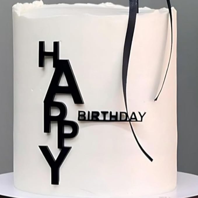 Black Happy Birthday Cake Topper Black Acrylic Happy Birthday Cake Sign Decorations