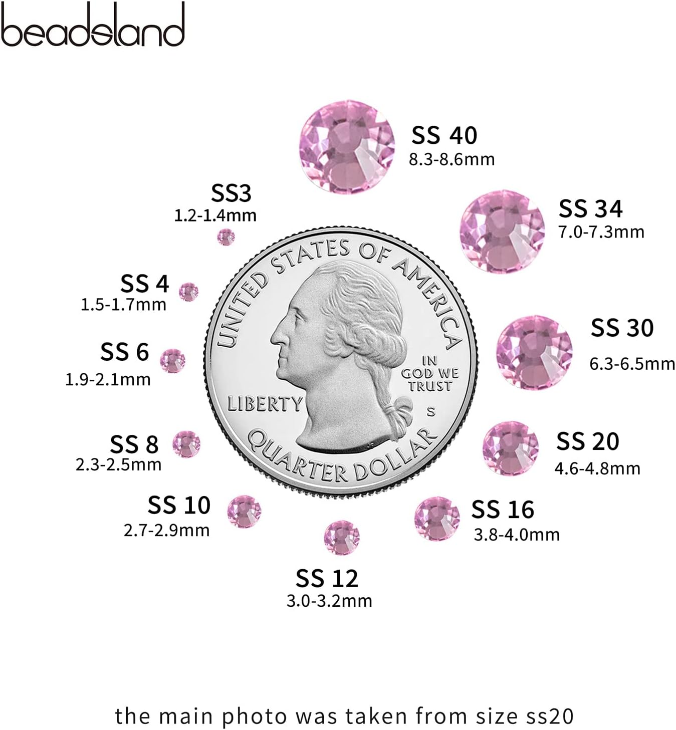 Beadsland Hotfix Rhinestones, 2880pcs Flatback Crystal Rhinestones for Crafts Clothes DIY Decorations, Light Pink, SS10, 2.7-2.9mm