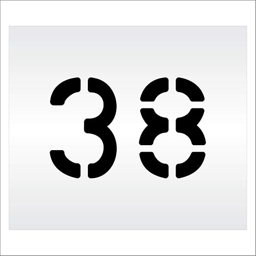 Pavement, Curb, and WheelStop Stencils - 6 inch Double Number Stencil - (38) - 6" x 9" x 1/8" (128 mil) - Pro-Grade