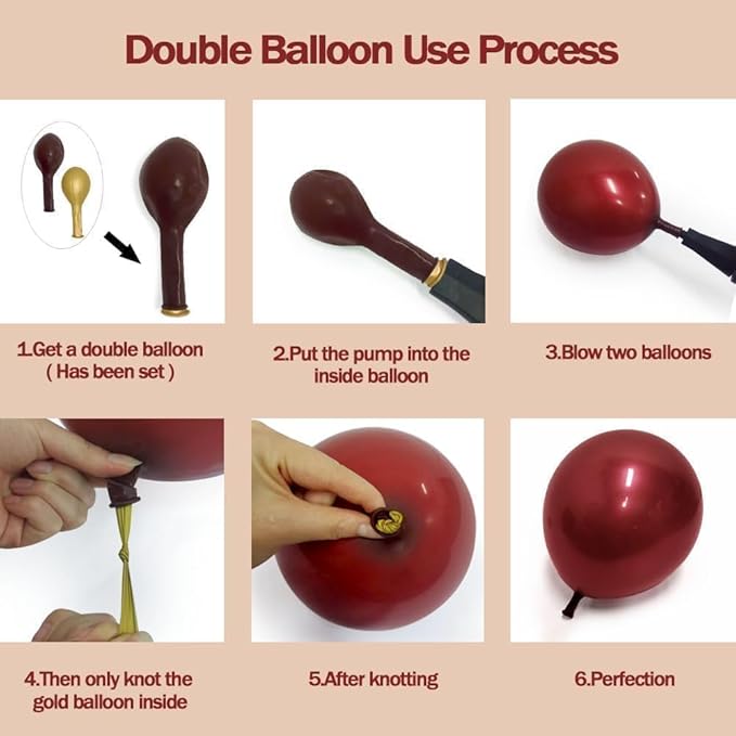 Burgundy Black Balloon Arch Kit Double Stuffed Nude Maroon Metallic Wine Red Apricot Balloon Garland with Gold Latex for Birthday Anniversary Wedding Bridal Graduation Mother's Day Party Decoration