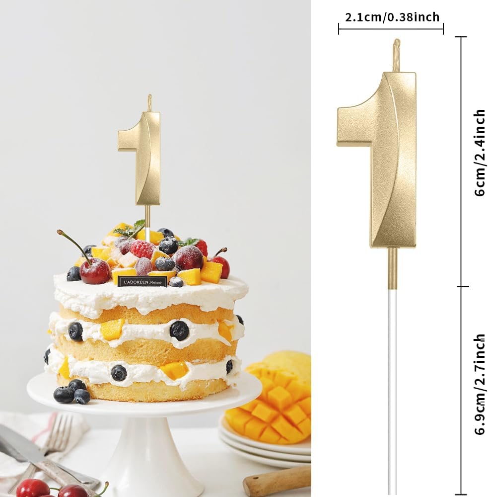 10th Birthday Candles Number Candles 10th Birthday Candle 3D Diamond Shape Number Candles Numeral Birthday Cake Topper Cake Candles for Birthday Decoration Theme Party Cake Decoration Champagne Gold