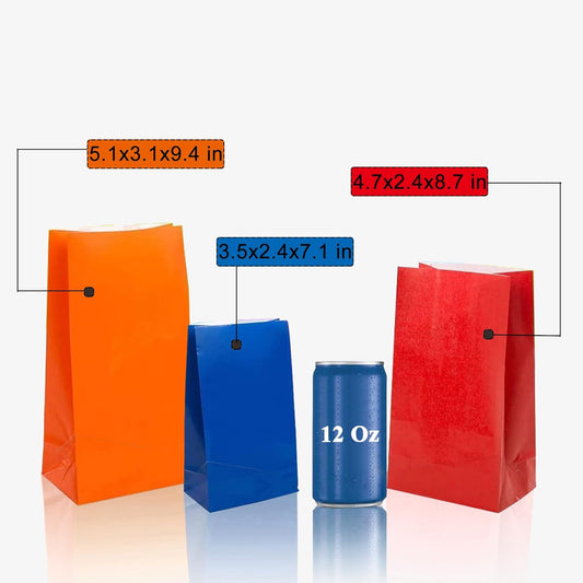 KEYYOOMY Red Paper Bags Small Red Paper Lunch Bags Party Favor Bag Goodie Bag for Wedding Birthday Party (72 CT, 3 Sizes)