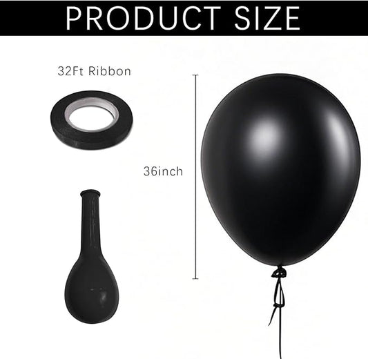 10pcs Giant Black Balloons - 36 Inch Extra Large Ballons Jumbo Round Latex Balloon Party Decorations for Birthday, Halloween, Retirement Party, Back to School Decor, Christmas