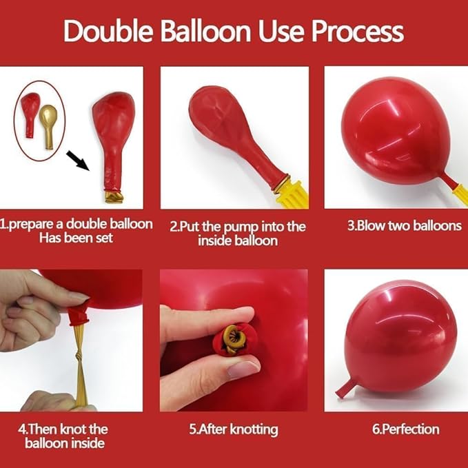 Red and Gold Balloon Garland Double Stuffed Ruby Red Gold Balloons Arch Kit With Mylar Balloon for Valentine New Year Baby Shower Anniversary Birthday Party Decoration