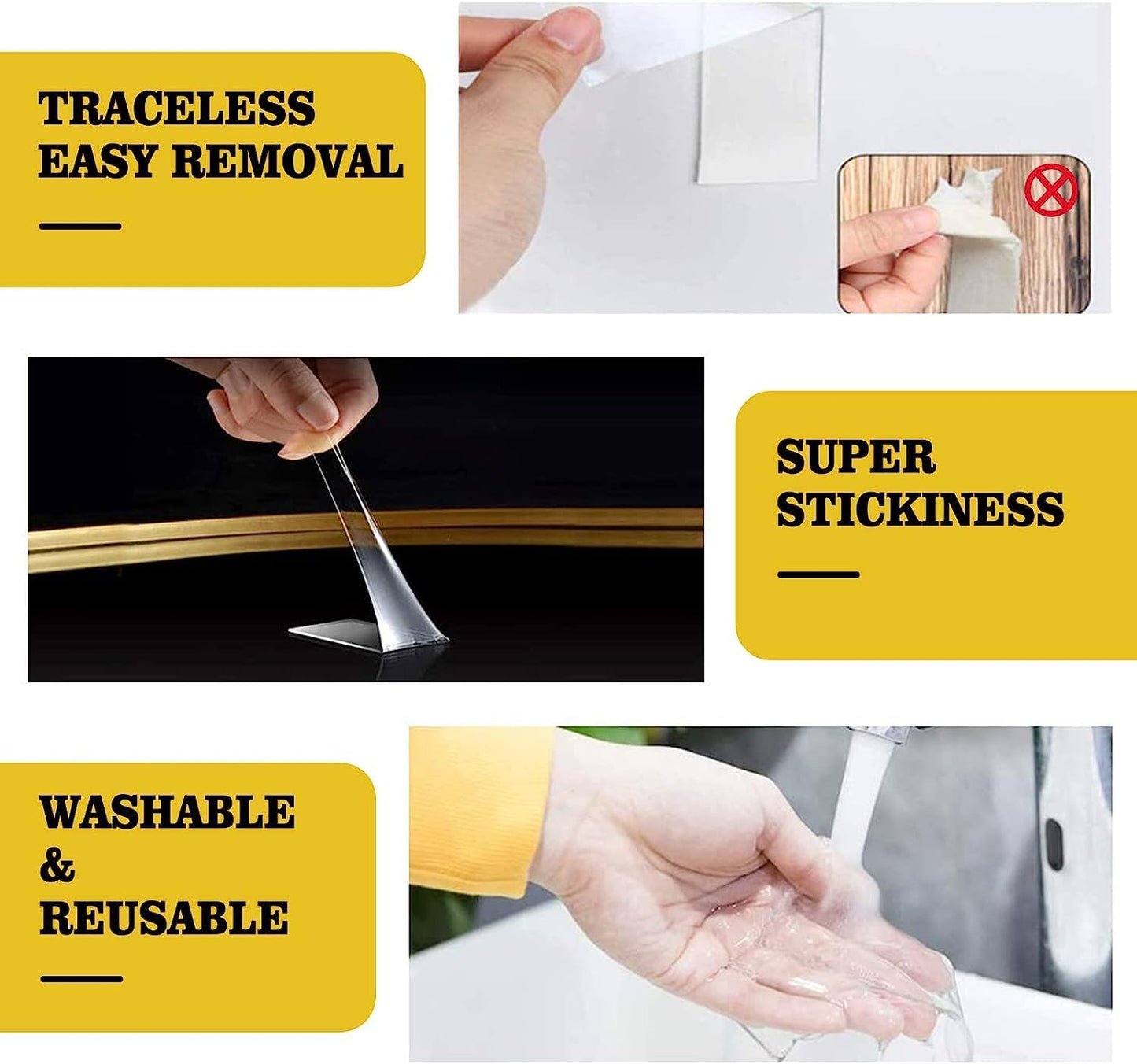 Nano Double Sided Tape Heavy Duty,Extra Strong Sticky Double Sided Mounting Tape,1.2" x 120",Clear Adhesive Poster Wall Tape for Decoration