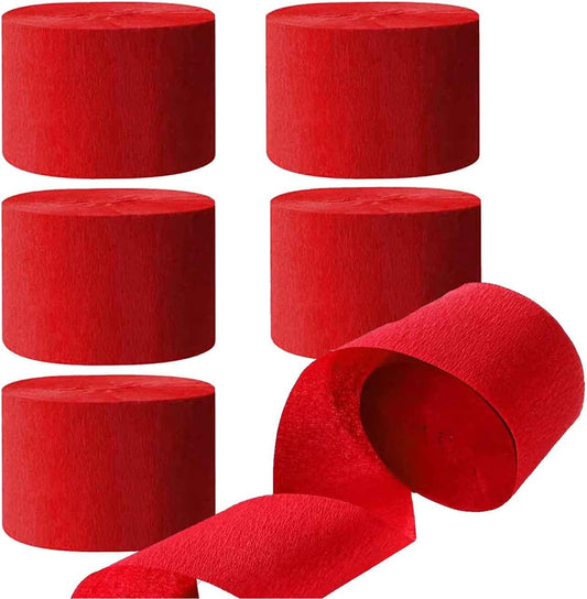 We Moment Red Crepe Paper Streamers Party Streamer 1.8 Inch Widening 6 Rolls,red Party Streamer 82 feet per roll for Red Birthday Wedding Festival Celebration Party Decorations