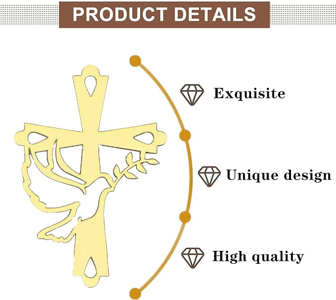 3 Pcs Baptism Cake Topper Personalized God Bless Cake Topper with Cross Glitter for Party Decoration Supplies(Gold) (bird)