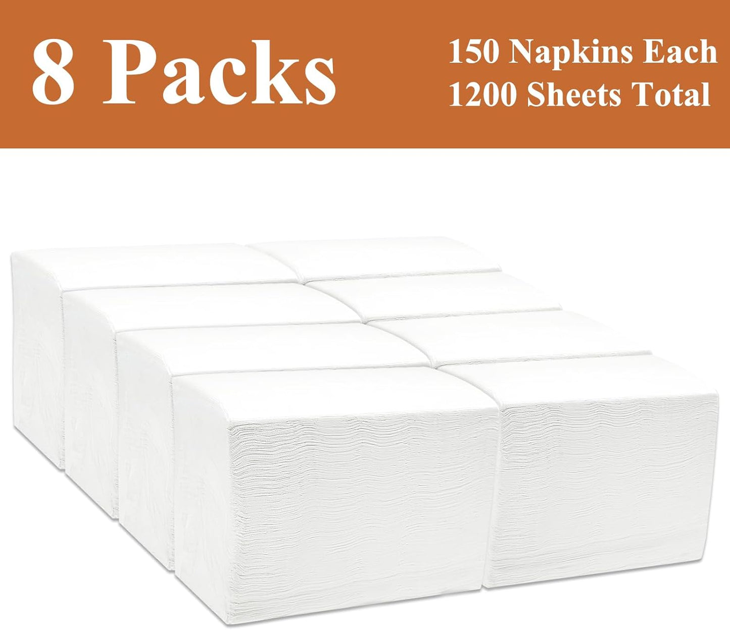 Disposable Napkins, 2-Ply 1200 Count Paper Dinner Napkins, White Napkins Bulk for Wedding Party Bathroom and Everyday Use (16.2" X 15")