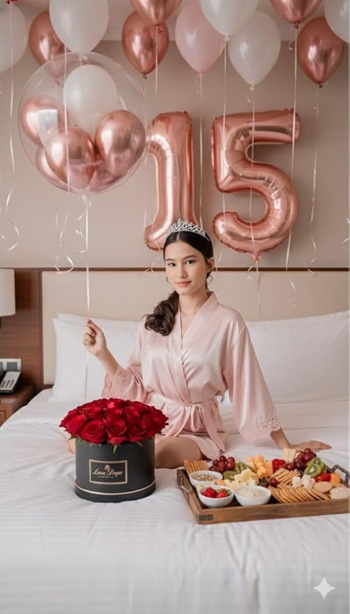 Balloons 14 Number, Large 14th Rose Gold Birthday Decorations for 1 4 14 41, 40 Inch Foil Balloon for Wedding Engagement Photo Shoot Memorial Day's Supplies
