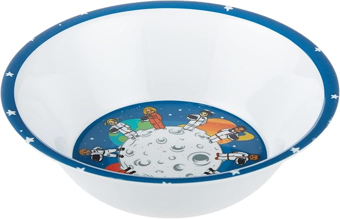 3 Piece Kids Dinnerware Set, Space Themed, BPA-Free Melamine, Multicolor, Toddler Feeding Set