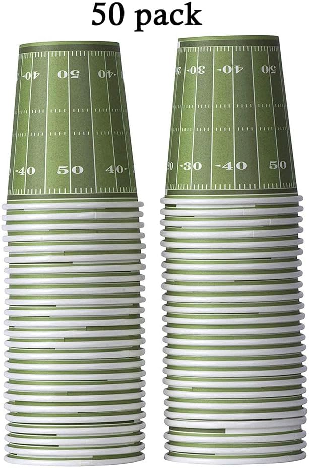 Hammont Football Cups- 9oz Disposable Foot Ball Cups - Football Themed Decorations - Birthday | Football Party Supplies (50 Pack)