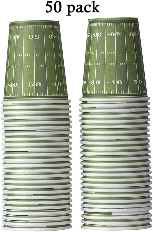 Hammont Football Cups- 9oz Disposable Foot Ball Cups - Football Themed Decorations - Birthday | Football Party Supplies (50 Pack)