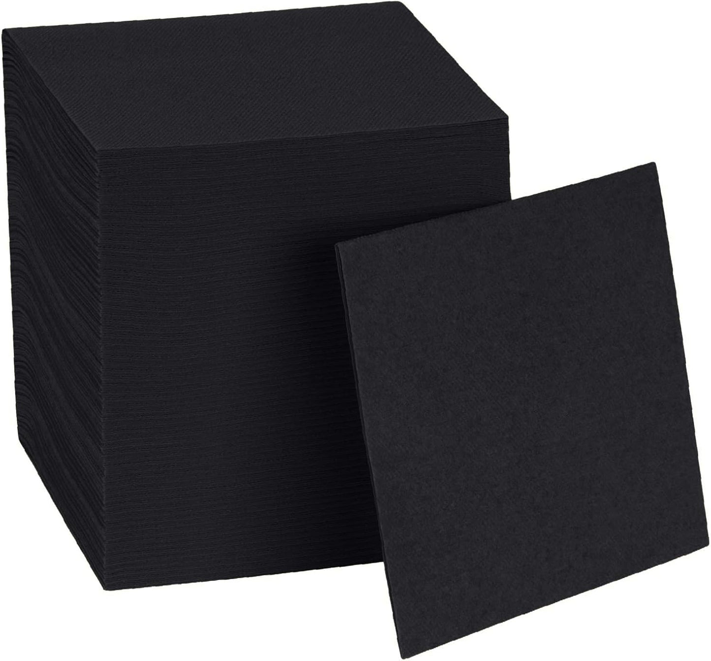 Disposable Black Cocktail Napkins Paper - 4" x 4" High-End Linen-Like Beverage Party Square Paper Napkin Pack for Bar, Cafe, Restaurant, Christmas, Birthday, Wedding, Baby Shower - 100 Count