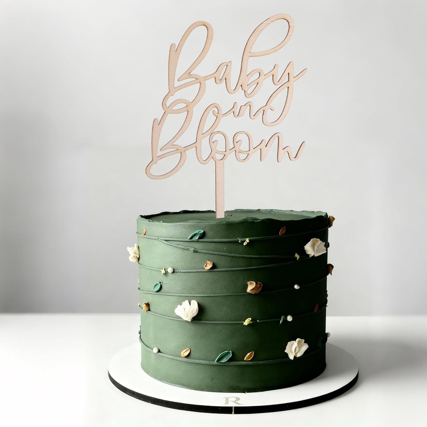 Baby in Bloom Wooden Cake Topper - Baby Shower Wood Cake Topper Decorations, Gender Reveal Party Cake Décor