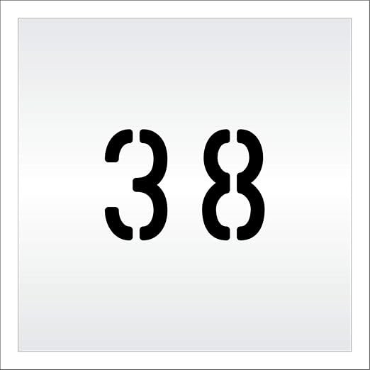Pavement, Curb, and WheelStop Stencils - 4 inch Double Number Stencil - (38) - 4" x 5.5" x 1/16" (63 mil) - Light-Duty