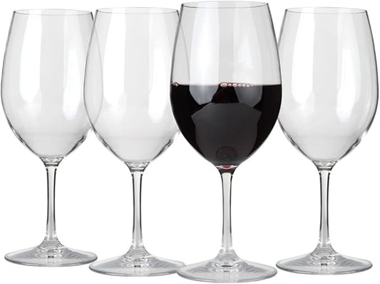 Lily's Home Unbreakable Cabernet and Merlot Bordeaux Red Wine Glasses, Made of Shatterproof Plastic, For Indoor and Outdoor Use, Reusable and Dishwasher-Safe, Crystal Clear 20 oz.