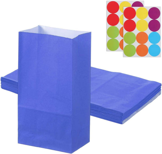 PATIKIL Party Favor Bag, 24 Pcs 5.1x3.1x9.4 Inch Medium Paper Candy Bags Gift Treat Celebration Halloween Goody Birthday Wedding Party with Stickers, Navy Blue