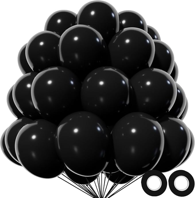 KAWKALSH Black Balloon 110pcs, 12 Inch Thickened Latex Party Balloons Helium Bright Color for Birthday Baby Shower Wedding Party Supplies Arch Garland Decoration