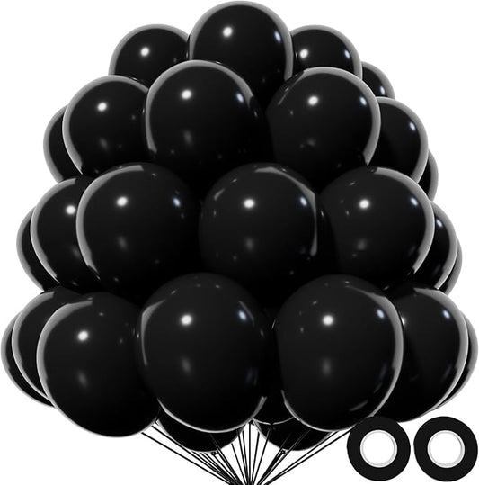 KAWKALSH Black Balloon 110pcs, 12 Inch Thickened Latex Party Balloons Helium Bright Color for Birthday Baby Shower Wedding Party Supplies Arch Garland Decoration