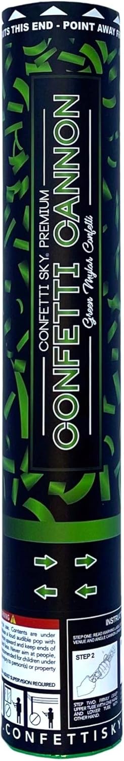 Confetti Sky [6 Pack] 12 Inch Confetti Cannons | Green Confetti Poppers for Wedding Celebration, Birthday Party, Pranks, Graduation, Christmas Eve and New Year Celebration