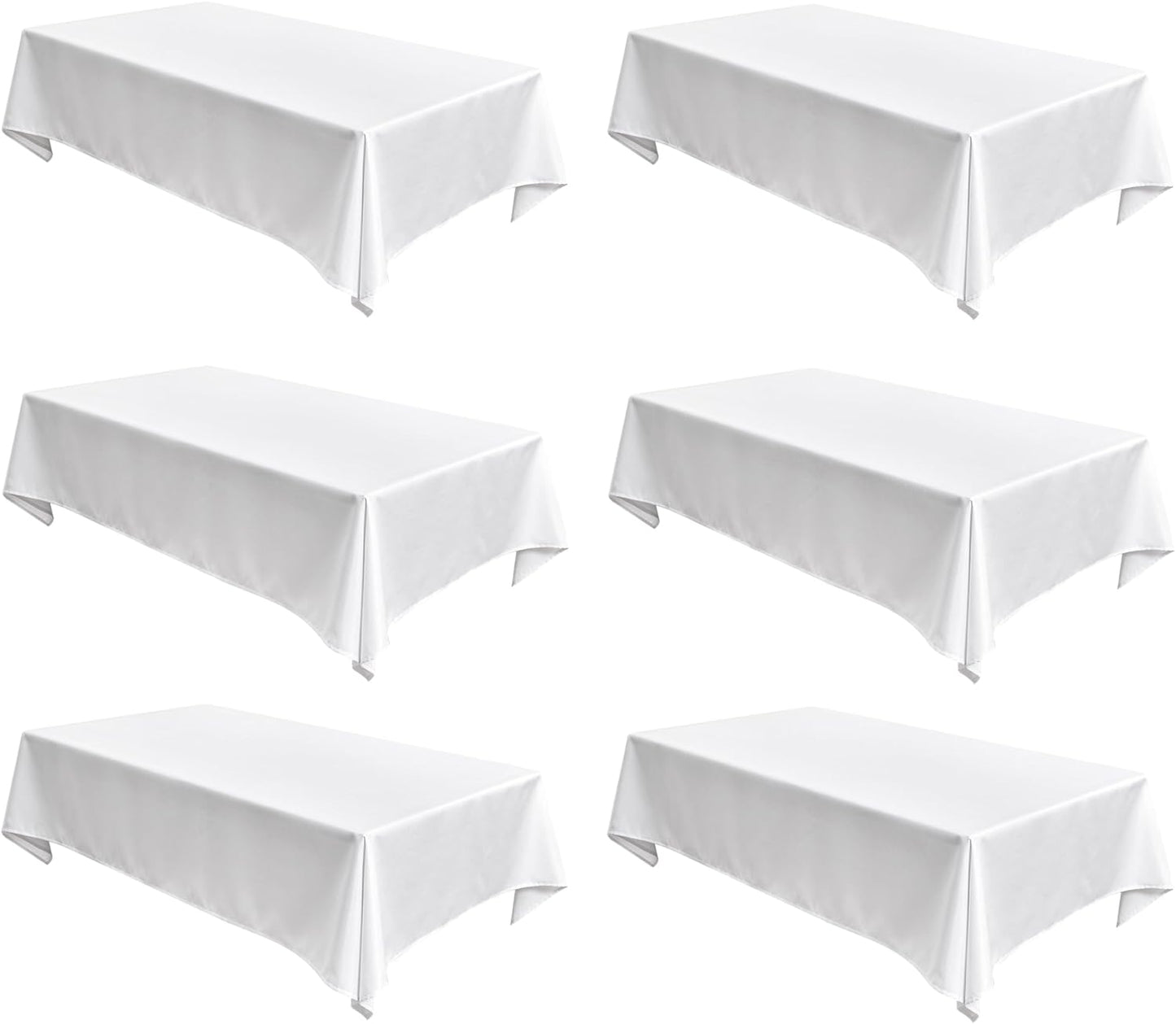 Fitable Faux Linen White Tablecloths for Rectangle Tables - 60 x 84 Inch - 6 Pack Fabric Textured Folding Table Clothes Faux Burlap 4 Ft Table Covers for Wedding, Party, Banquet, Birthday