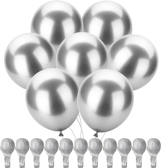 Mr. Pen- Metallic Balloons, 12 Inch, 54 Pack, Metallic Silver Balloons for Birthday Party