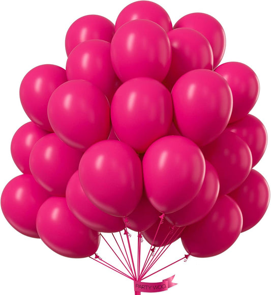 PartyWoo Hot Pink Balloons 101 pcs 12 Inch Magenta Balloons for Dark Pink Balloon Birthday Baby Shower Fuchsia Balloon Valentine's Day Princess Party Bachelorette Engagement Party Decorations Pink-Y12