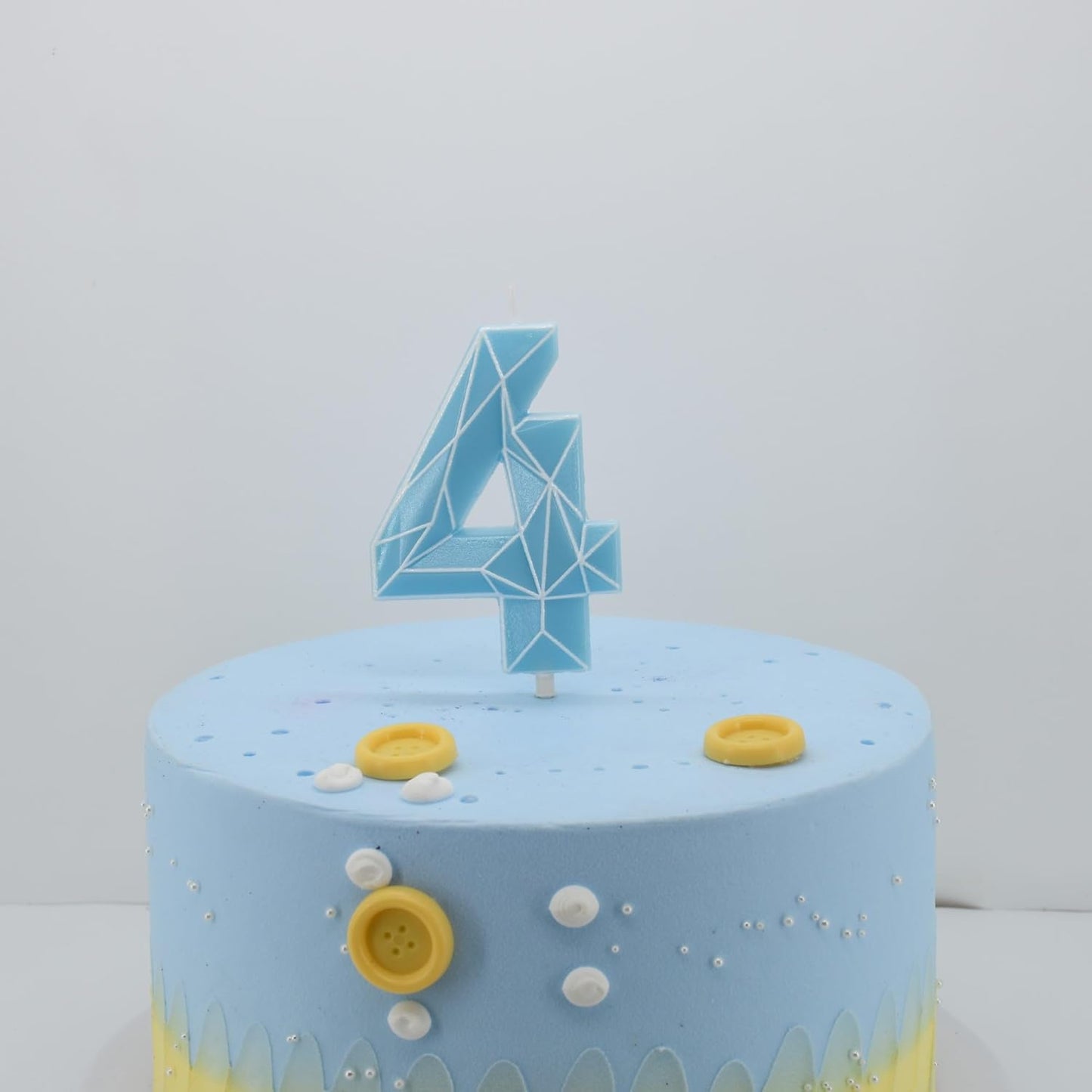 DERVENTA Birthday Candle Big Number 3D Macaron Blue 3.7 inch Party Celebration Anniversary Decoration Cake Topper 1 Piece (Number 4 Macaron Blue)