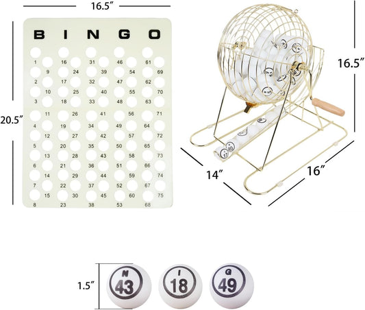 GSE Games & Sports Expert Professional Bingo Game Set with X-Large Cage, 1.5" Ping Pong Size Balls, Master Board. Great for Large Groups, Parties, Game Night