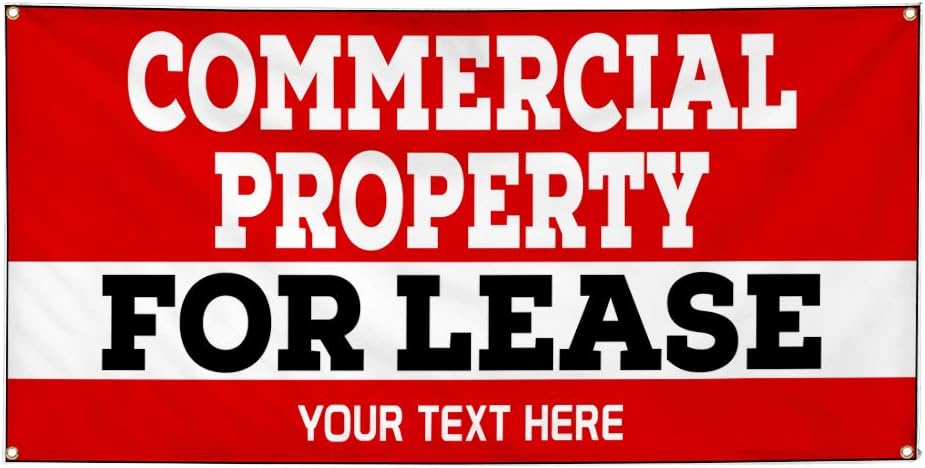 Custom Industrial Vinyl Banner Multiple Sizes Commercial Property for Lease Personalized Text Profession Outdoor Weatherproof Yard Signs Red 10 Grommets 60x120Inches