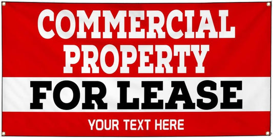 Custom Industrial Vinyl Banner Multiple Sizes Commercial Property for Lease Personalized Text Profession Outdoor Weatherproof Yard Signs Red 4 Grommets 12x30Inches