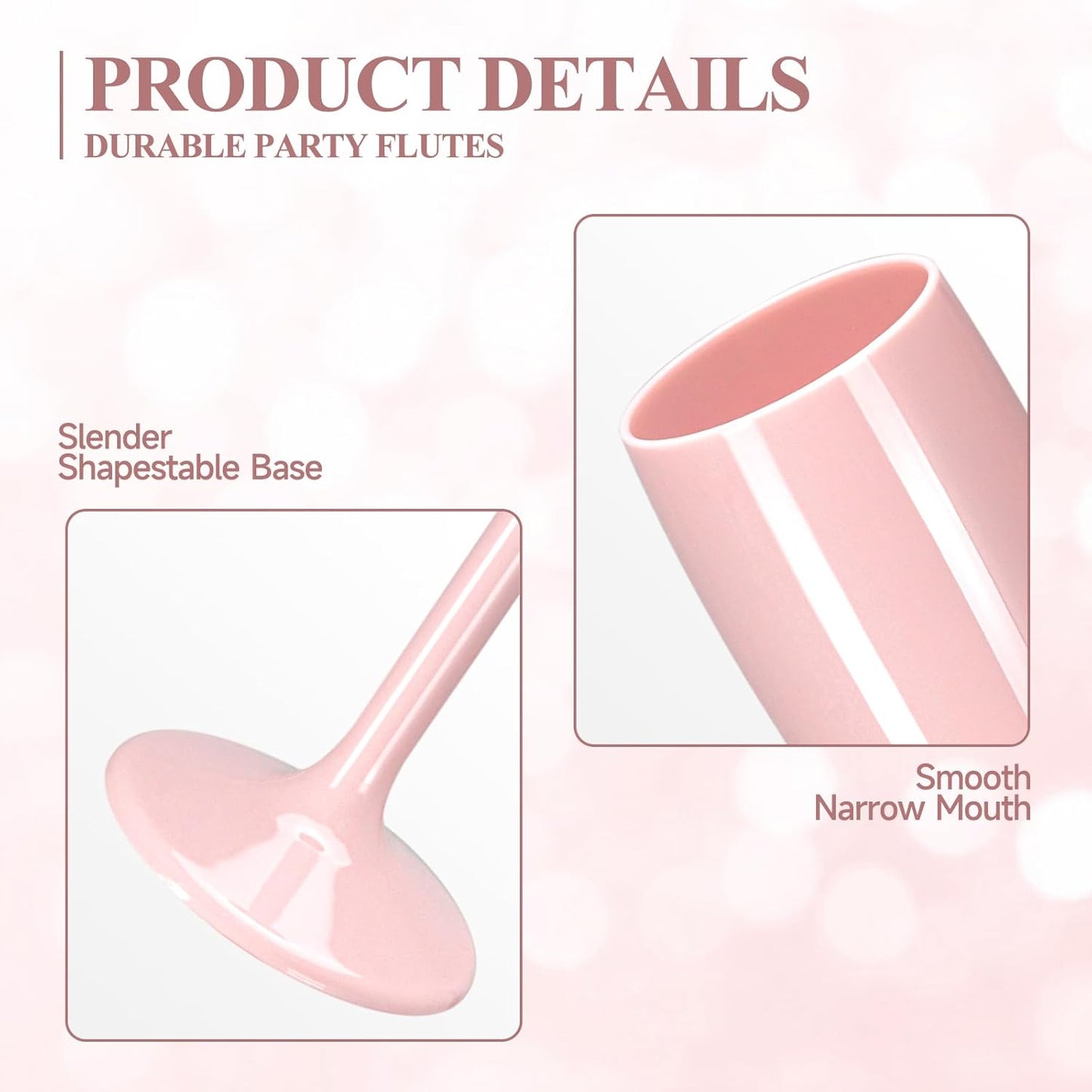 Champagne Flute Acrylic Champagne Glasses Wedding Toasting Champagne Flute Goblet Plastic Reusable Unbreakable Champagne Cups for Bachelorette Wedding Bridal Shower Party (Light Pink, 24)