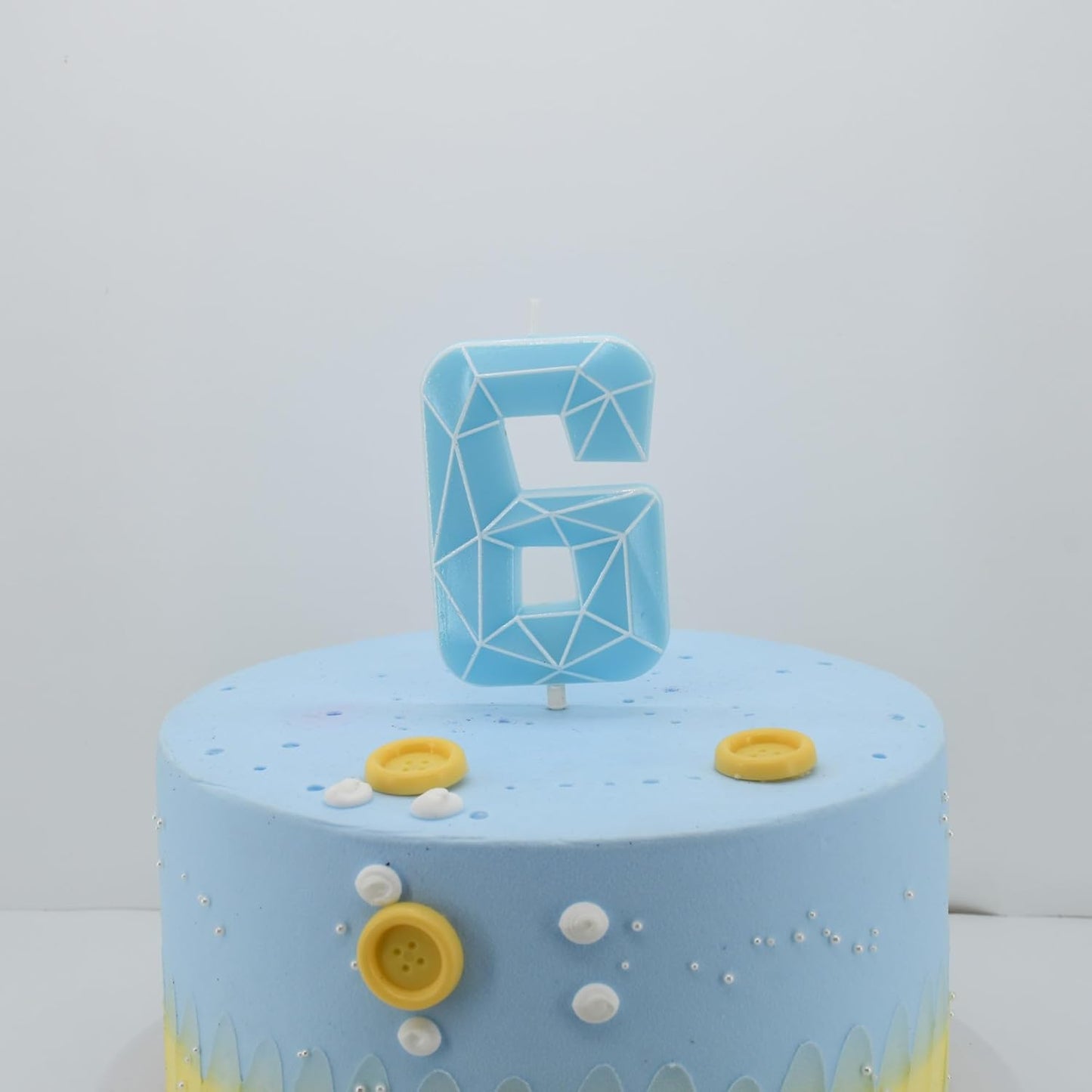 DERVENTA Birthday Candle Big Number 3D Macaron Blue 3.7 inch Party Celebration Anniversary Decoration Cake Topper 1 Piece (Number 6 Macaron Blue)