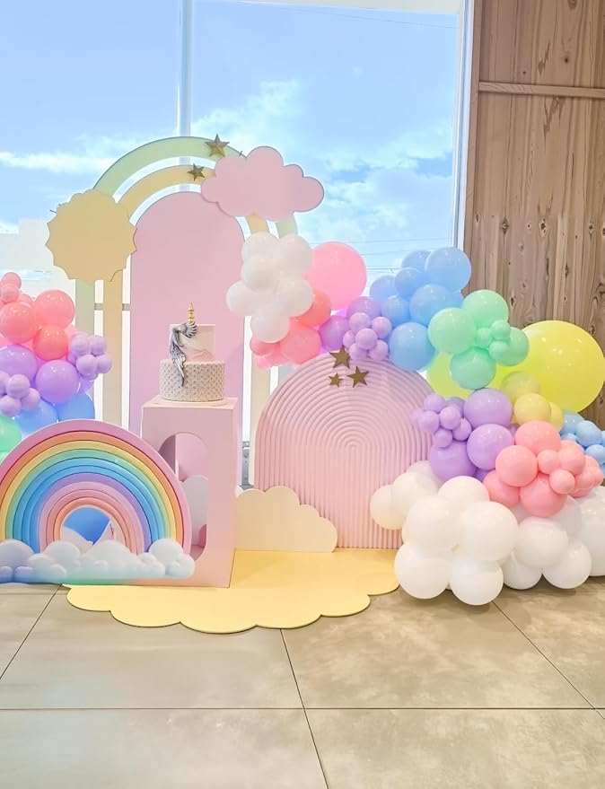 Pastel Rainbow Balloons Arch Garland Kit, Macaron Easter Balloon Arch Kit,18/12/5 In Pastel Spring Balloon Arch for Spring Easter Party Unicorn Birthday Party, Baby Shower Supplies