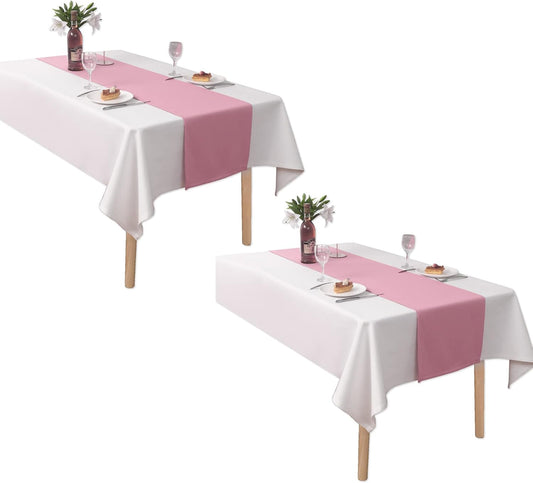 DUALIFE Valentines Day Table Runner 14x108 Inch Pink Table Runner Wedding Anniversary Party Mother's Day Table Runners Decor Hot Pink 2 Pieces