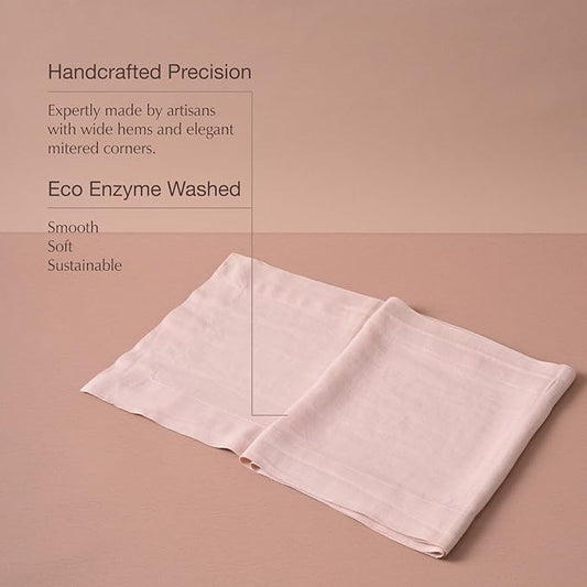 100% Hemp Table Runner, Organic Linen Table Runner, Farmhouse Table Decor, Boho Home Decor (Peach Pink, 14 x 72 Inch)