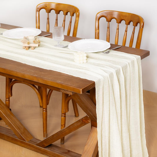 Socomi 3pcs Ivory White Cheesecloth Table Runner Fall Thanksgiving Gauze 120 Inch Rustic Boho Cheese Cloth Runner for Wedding Party Baby Bridal Shower Centerpiece Decoration Holiday Home Decorations