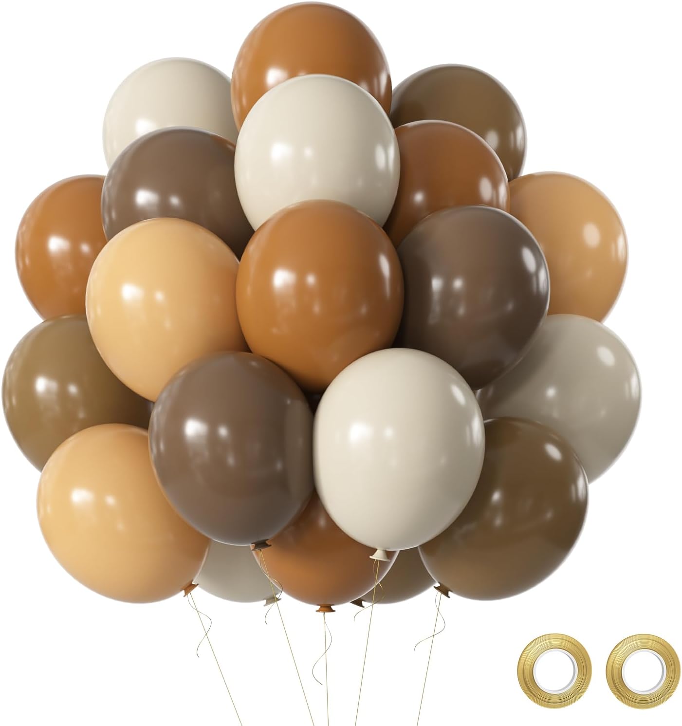 Brown Balloons Blush Dark Brown Balloon, 50pcs 12 Inch Neutral Balloons Retro Coffee Brown Apricot Sand White Latex Balloon for Thanksgiving Wedding Birthday Theme Party Decorations