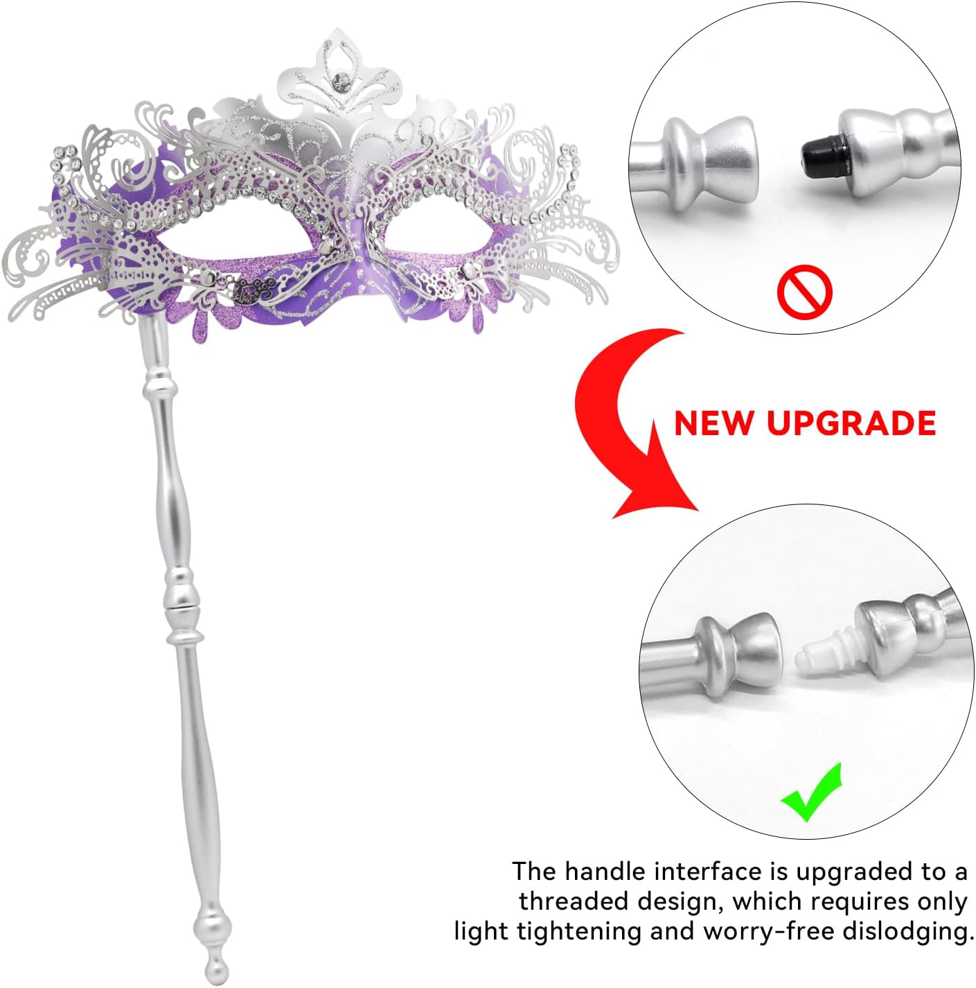 Coddsmz Masquerade Mask with Stick Venetian Mask Mardi Gras Decorations for Womens Halloween Costume Mask