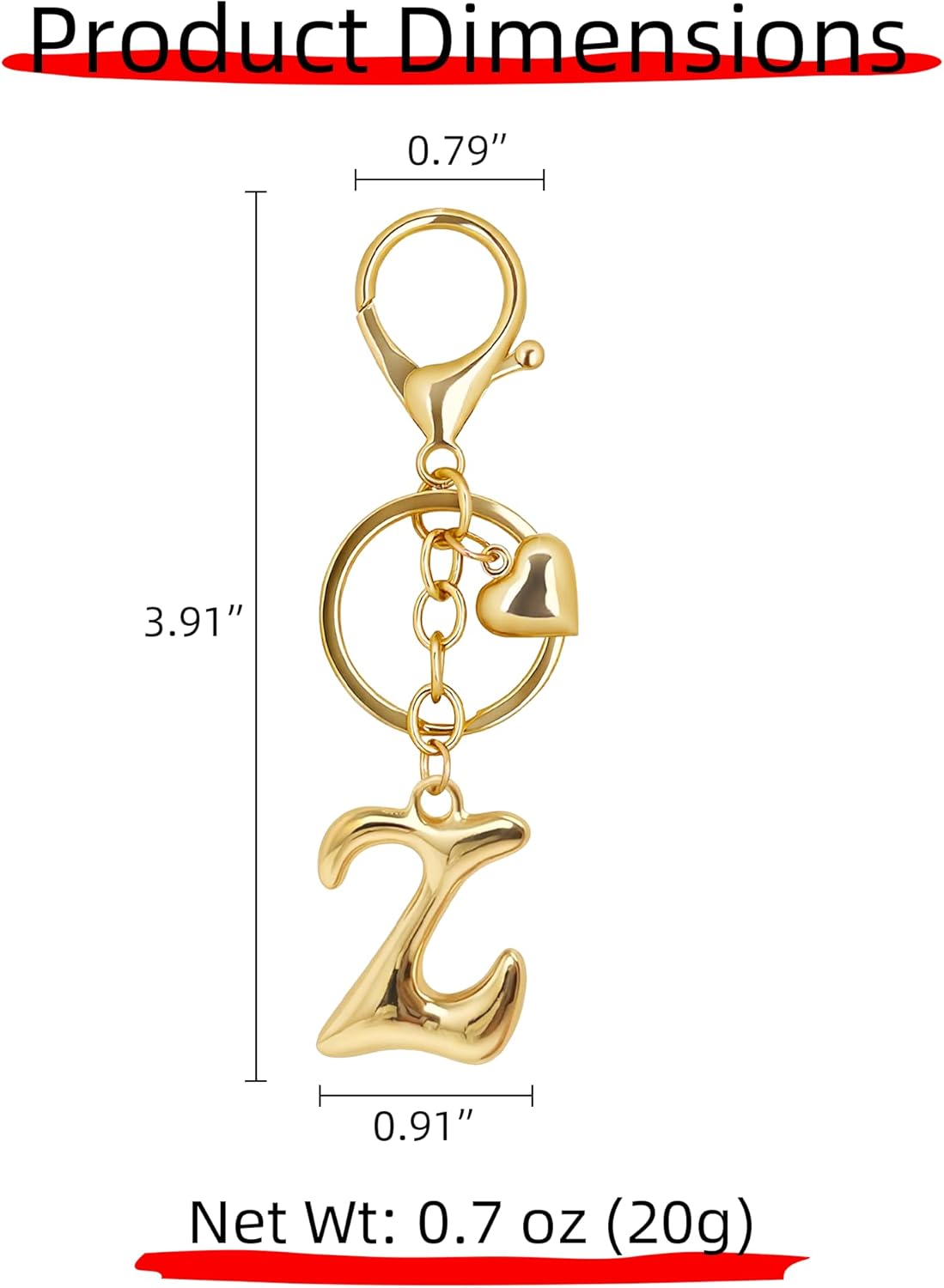Gold Bubble Heart Initial Bag Charms for Handbags – Cute Initial Letter Keychain for Women, Purse Charms, Gold Gift