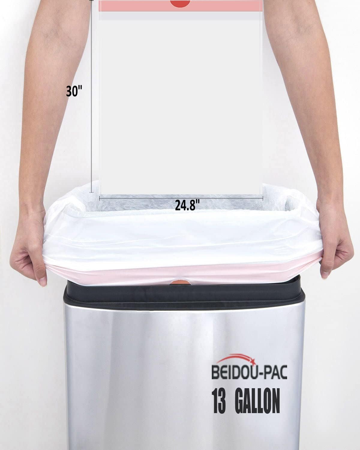 Trash Bags 13 Gallon Drawstring, 100 Count, Multifold Roll Garbage Bags, Tall Kitchen Trash Bag, Odorless & Extra strength White Plastic Food Scrap Bag for Home Office Bathroom Kitchen Bins